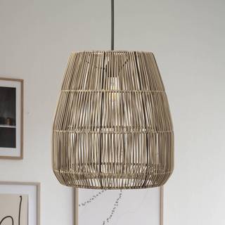 PR Home Hængelampe Saigon, rattanlook, grå, Ø 38 cm