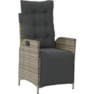 Havestole Med Lænefunktion Og Hynder Polyrattan - 1 / Grå / Med fodskammel