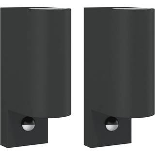 Udendørs Væglamper 2 Stk. Sensorer Trykstøbt Aluminium Sort
