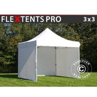 Foldetelt FleXtents Easy up pavillon PRO 3x3m Hvid, inkl. 4 sider