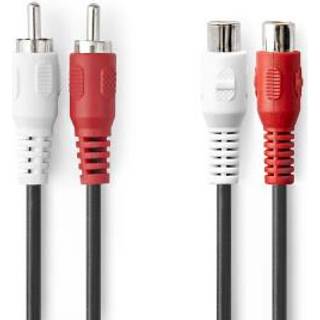 Nedis Stereo Audio kabel | 2x RCA Hanstik | 2x RCA Hun | Nikkelplateret | 10.0 m | Runde | Sort | Label