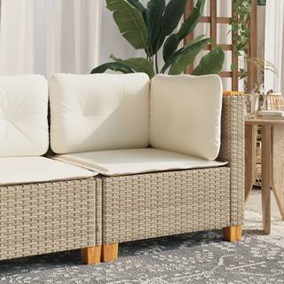 Hjørnemodul Til Havesofa Med Hynder Polyrattan Sort - 1 / Beige / without carving