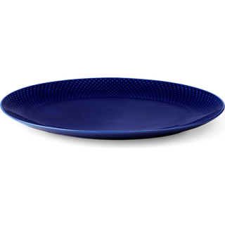 Lyngby Porcelæn Rhombe oval serveringsfad 35x26,5 cm Mørkeblå