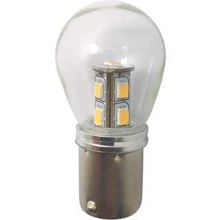 LED-pære 1852-Marine, 10 - 36 V DC, 1.6 W, Ø25 x 48 mm, BA15S, med varm hvidt skær, 2-pack