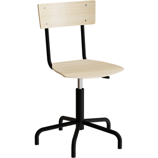 Stol Strong 113, birk laminat med sort stel og glidesko