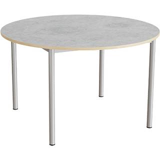 Bord Combi 206, Ø1200 mm, højde 720 mm, lys grå linoleum på alugråt stel