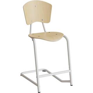 Stol Nian 3479, 570mm, birk finér med hvidt stel og fotstøtte