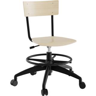 Stol Strong 113, birk laminat med sort stel, hjul og fodring