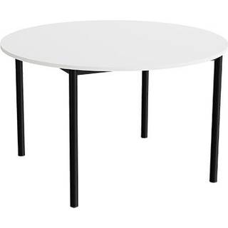 Bord Combi 206, Ø1200 mm, højde 720 mm, lydabsorberende hvid laminat på sort stel