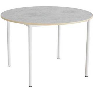 Bord Combi 206, Ø1200 mm, højde 800 mm, lys grå linoleum på hvidt stel