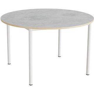Bord Combi 206, Ø1200 mm, højde 720 mm, lys grå linoleum på hvidt stel