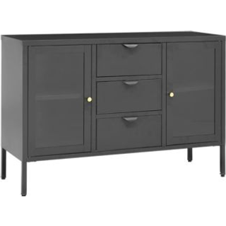 Skænk 105X35X70 Cm Stål Og Glas - Antracitgrå