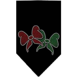 Christmas Pet and Dog Bandana Rhinestone """" Christmas Bows """" Black Large