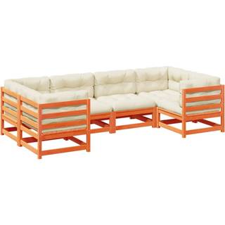 Sofasæt Til Haven 6 Dele Massivt Douglasgran - Gyldenbrun / Ja