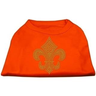Gold Fleur de Lis Rhinestone Shirts Orange SM