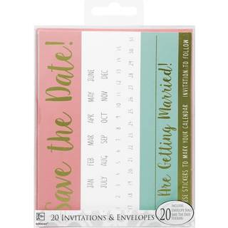 AMSCAN SPAR DATE VALUE PACK Invitationer - 4 """" X 6 """" Pakke p? 20