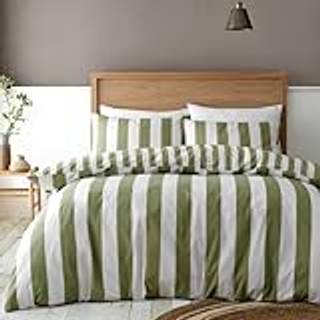 Catherine Lansfield Catherine Lansfield Green Cove Stripe Reversible Duvet Cover Set