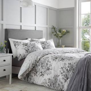Catherine Lansfield Catherine Lansfield Silver Grey Elinda Floral Reversible Duvet Cover Set