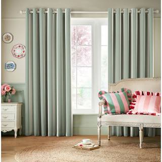 Cath Kidston Cath Kidston Sage Hand Painted Stripe Blackout Eyelet Curtains