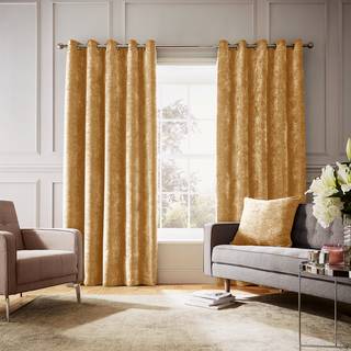 Hyperion Hyperion Amber Gold Selene Luxury Chenille Weighted Thermal Lined Eyelet Curtains