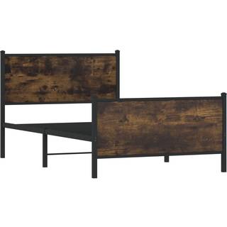 sengeramme uden madras 100x190 cm metal røget egetræsfarve