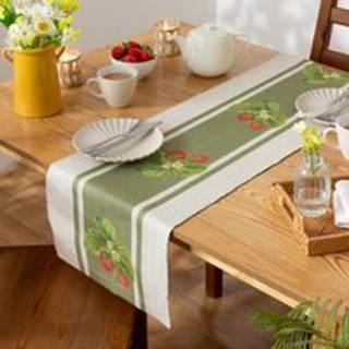 Evans Lichfield Evans Lichfield Green Strawberry 180x35cm Table Runner