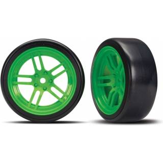Traxxas 8376G Tires & Wheels Drift 1.9" on Green Split-spoke Front (2)