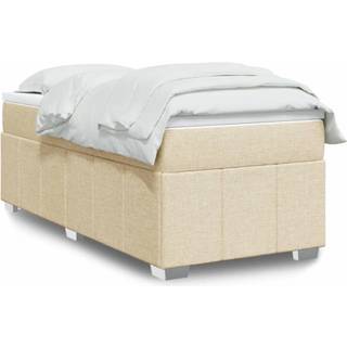 kontinentalseng med madras 90x200 cm stof cremefarvet