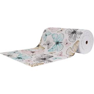 Skridsikker bademåtte - På metermål - Print med sommerfugle - 65 cm bred - Multifunktionsmåtte til vådrum