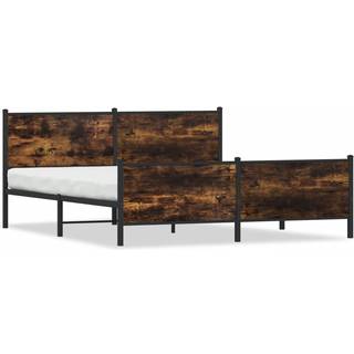 Sengeramme Uden Madras Metal Etræsfarve Røget Eg - med hovedgærde og fodgærde / 193 x 203 cm