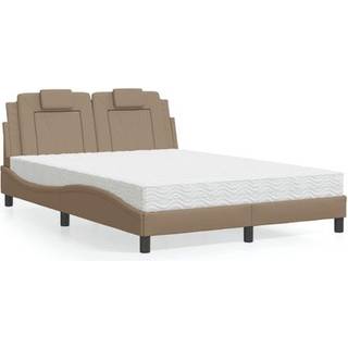 seng 120x200 cm kunstlæder cappuccinofarvet