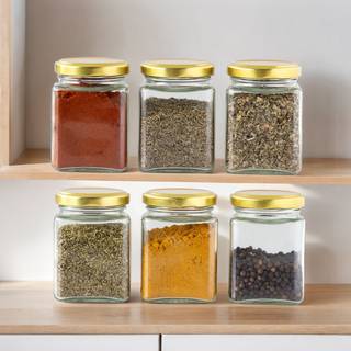 Krydderiglas m. metallåg 6-pak (På lager i butik)