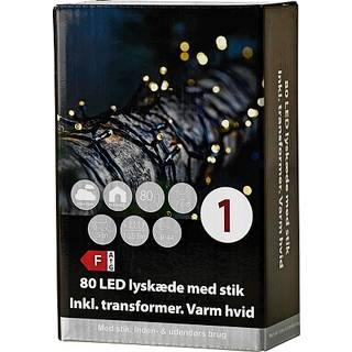 Lyskæde med 80 LED - varm hvid (På lager i butik)