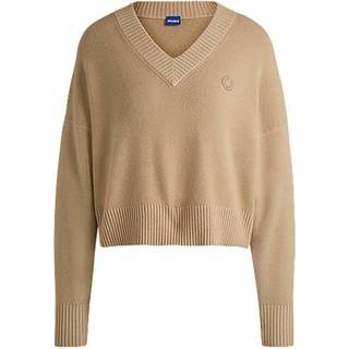 Afkortet sweater med relaxed fit og Happy HUGO logo