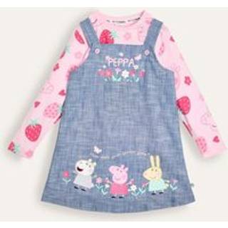 Brand Threads Brand Threads Pink Girls Peppa Pig Pinafore 100% Cotton Dress Set