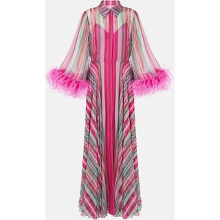 Valentino Feather-trimmed silk chiffon gown - multicoloured - XXS