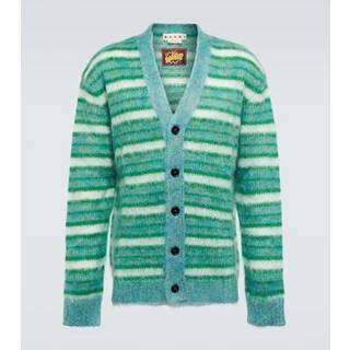 Marni Striped mohair-blend cardigan - green - EU 48