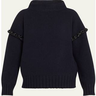Max Mara Gene embellished virgin wool hoodie - blue - XL