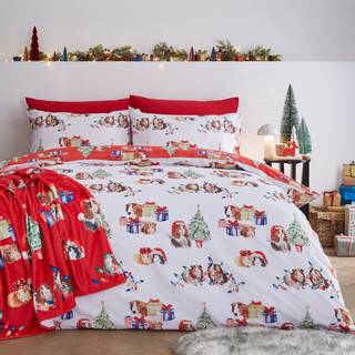 Catherine Lansfield Catherine Lansfield White Red Christmas Guineapig Reversible Duvet Cover Set