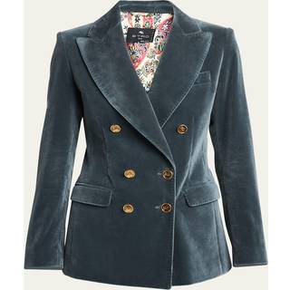 Etro Double-breasted cotton velvet blazer - blue - XS