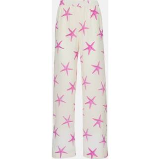 Valentino Printed high-rise silk wide-leg pants - white - L