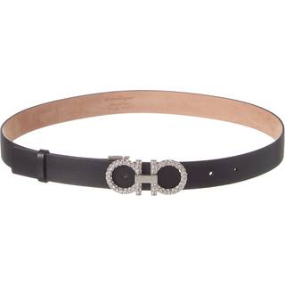 Ferragamo Gancini embellished leather belt - black - 85CM