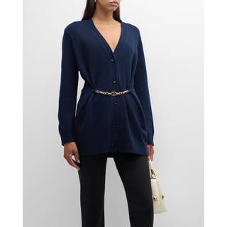Valentino Chain-detail virgin wool cardigan - blue - S