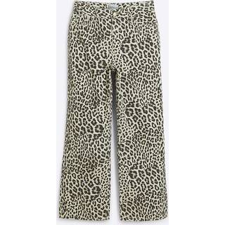River Island Relaxed High Rise Straight Leopard Tryk 100% Bomuld Jeans38 XS