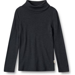 WHEAT Kid's Rollkragen-Shirt mit Merinowolle Merino undertøj Børn størrelse 140 farve sort