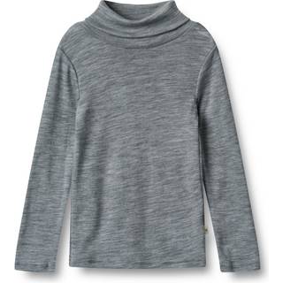 Wheat Aksel Uld-T-shirt Med Rullekrave Melange Grey  Melange Grey 110 cm  Grå  110 cm  Unisex