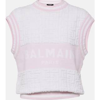 Balmain Monogram wool and cotton-blend knitted top - white - XL
