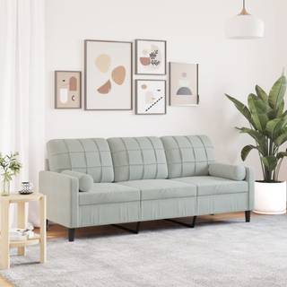 2-Personers Sofa Med Pyntepuder Velour - 180 cm / Lysegrå