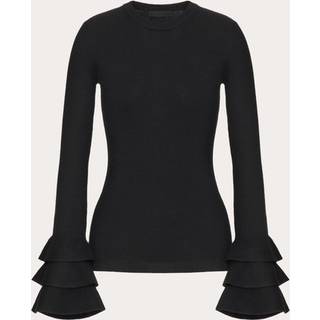 Valentino Ruffled wool sweater - black - XXS