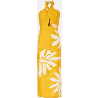 Johanna Ortiz Printed twisted cutout midi dress - yellow - M